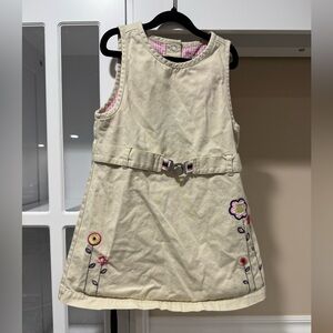 Vintage 3t flower Jean 2001 Gymboree Cream Tan Embellished Sleeveless Sundress